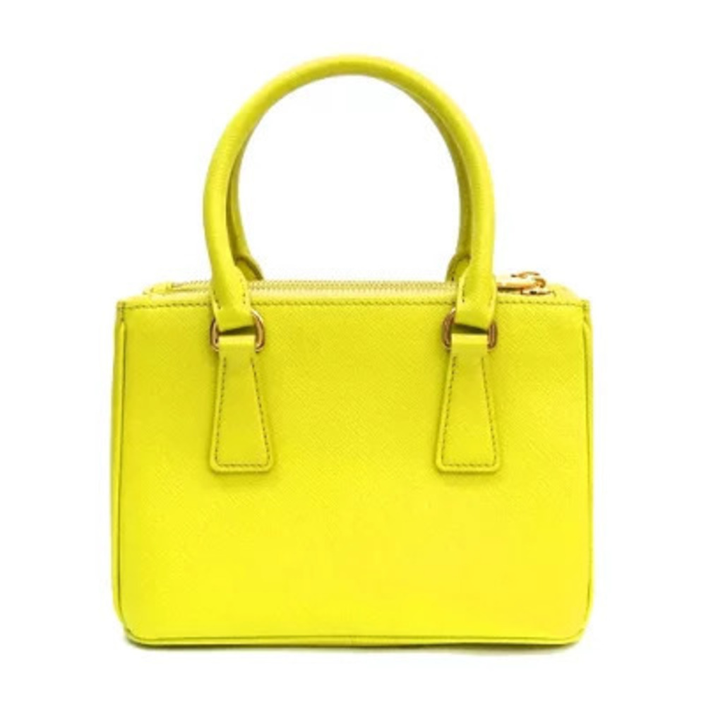 Prada Galleria Saffiano Leather Chudro 2Way Shoulder Bag Blanc Yellow White
